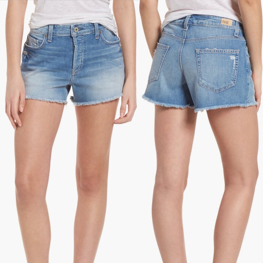 PAIGE Emmitt Denim Short Women's 25 Anthropologie High Rise Distressed Cut Off